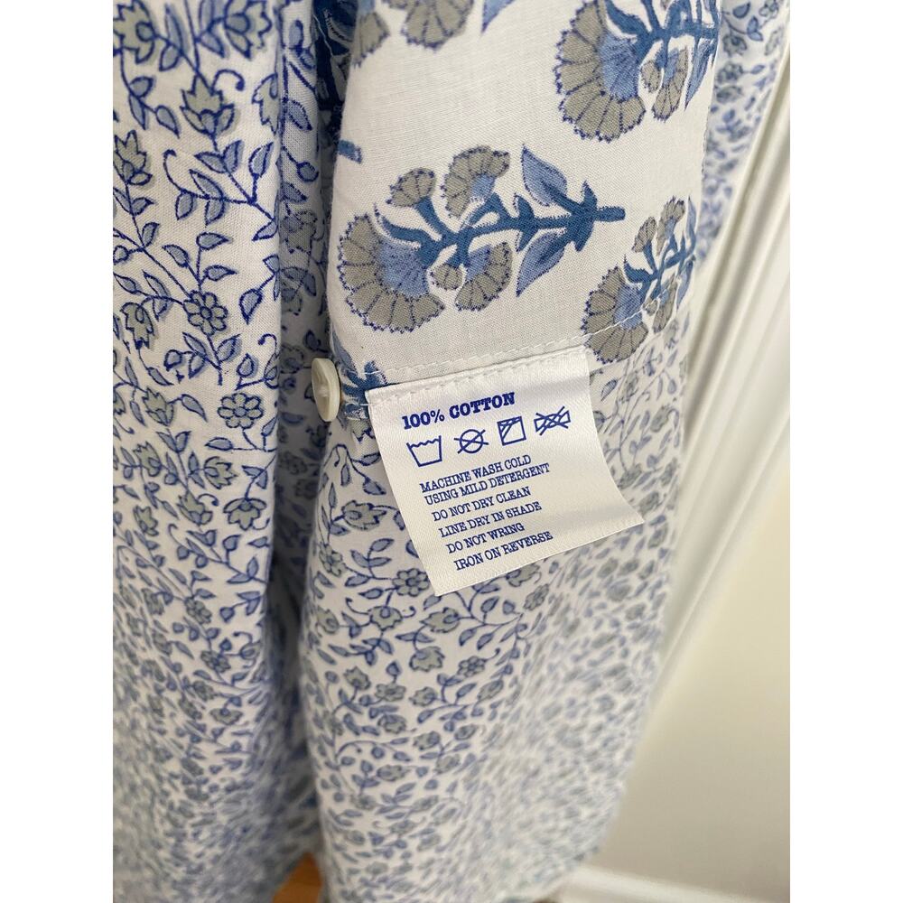 Pink City Prints Tuckernuck Bahama Midi Dress Sky Blossom Blue White Tie Waist L - Picture 10 of 11